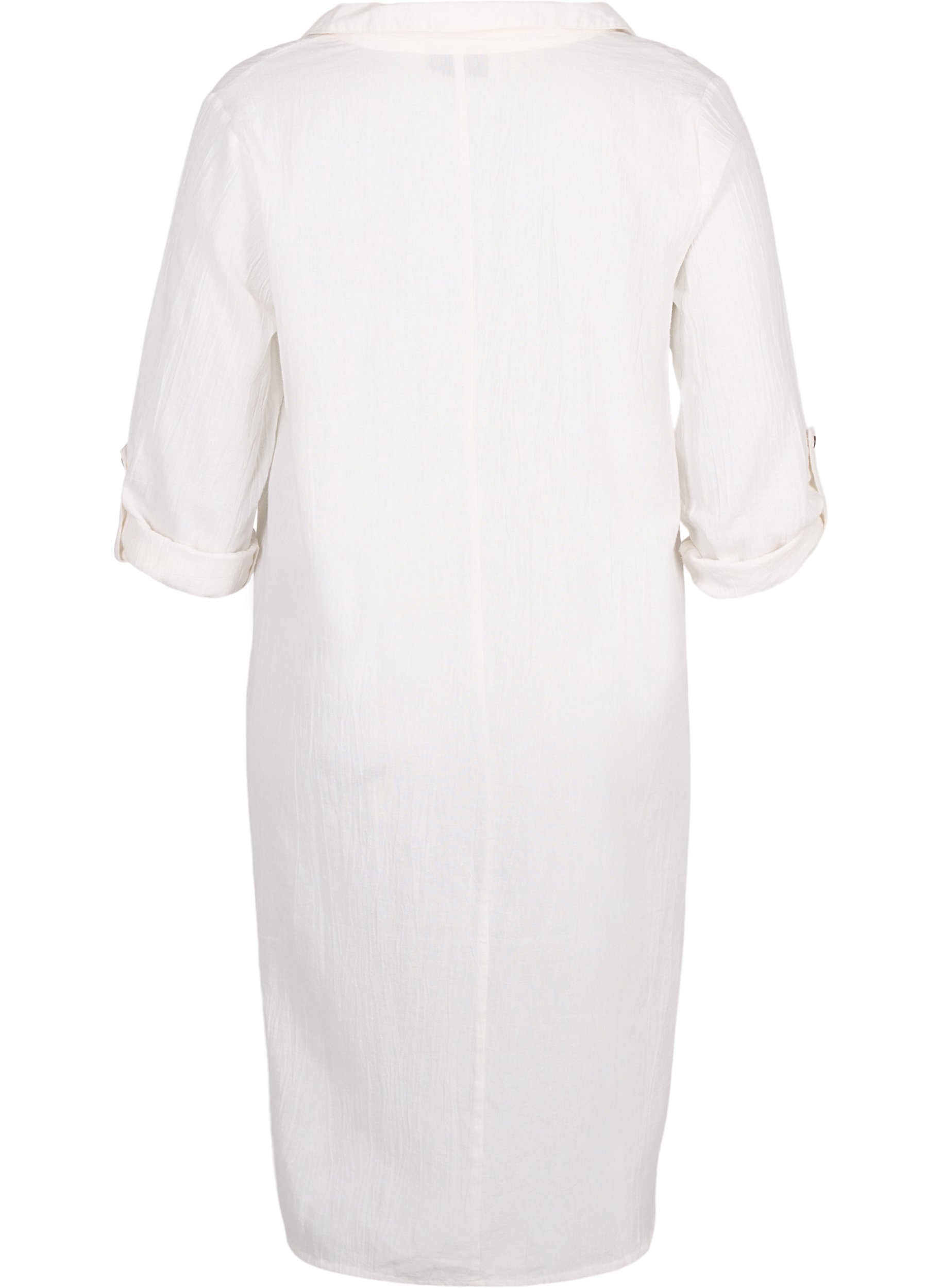 Kjole med V-hals og krage, White, Packshot image number 1
