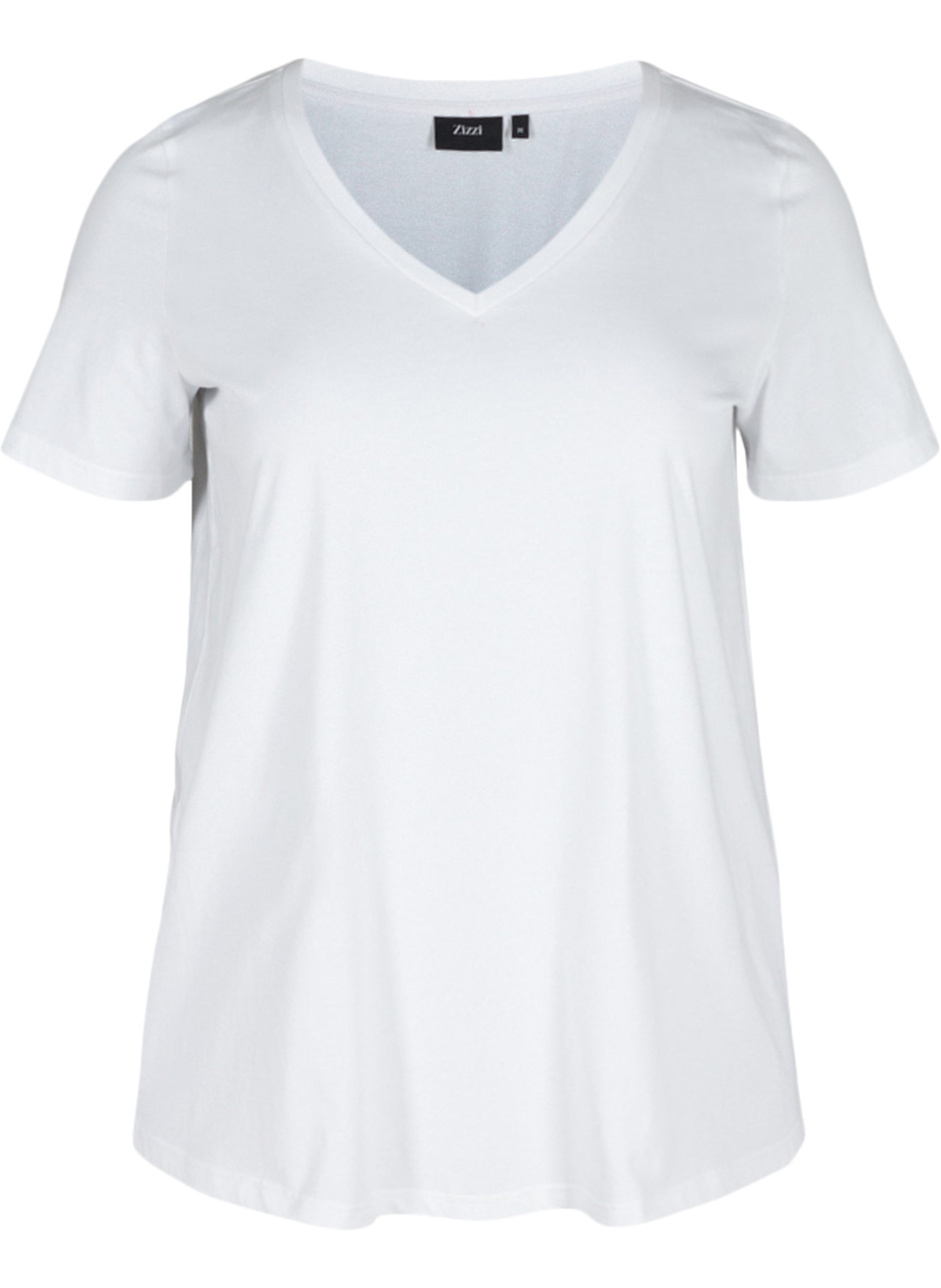 Basic T-skjorter i bomull, 2 stk., Bright White, Packshot image number 2