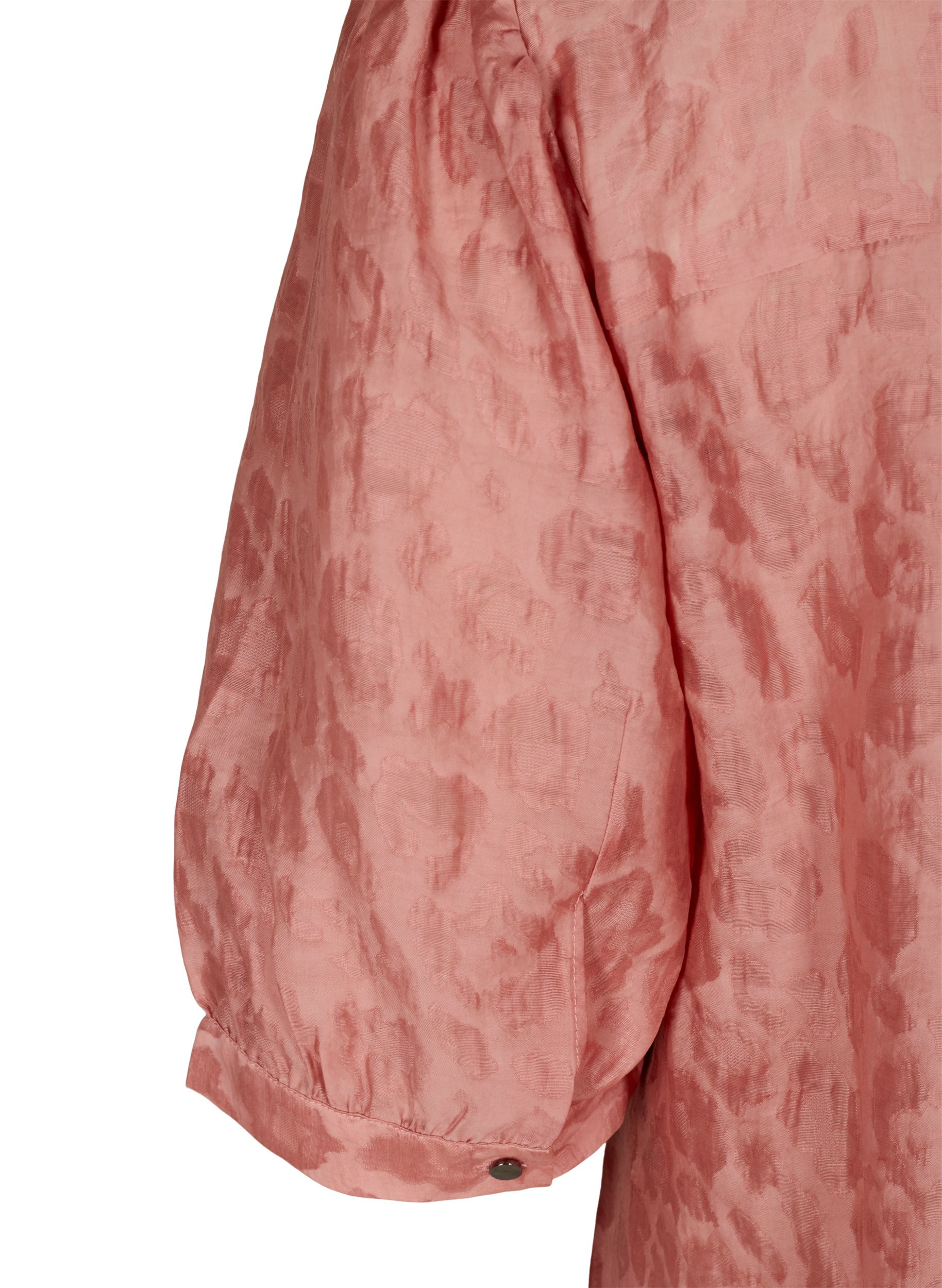Bluse med 2/4-puffermer og ton-i-ton mønster, Rose Smoke, Packshot image number 3