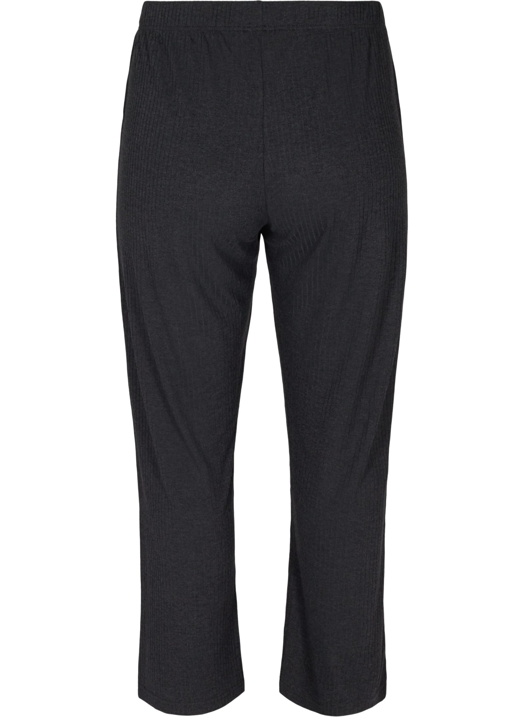 Løse bukser med en ribbet struktur, Dark Grey Melange, Packshot image number 1