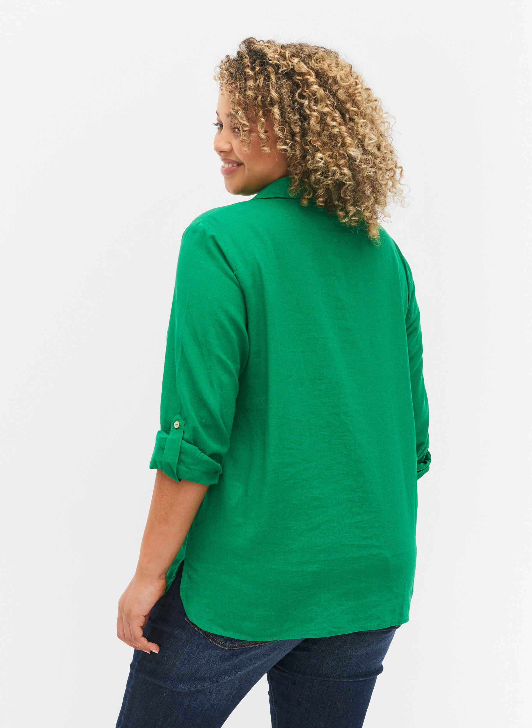 Bluse med 3/4-ermer og knapper, Jolly Green, Model