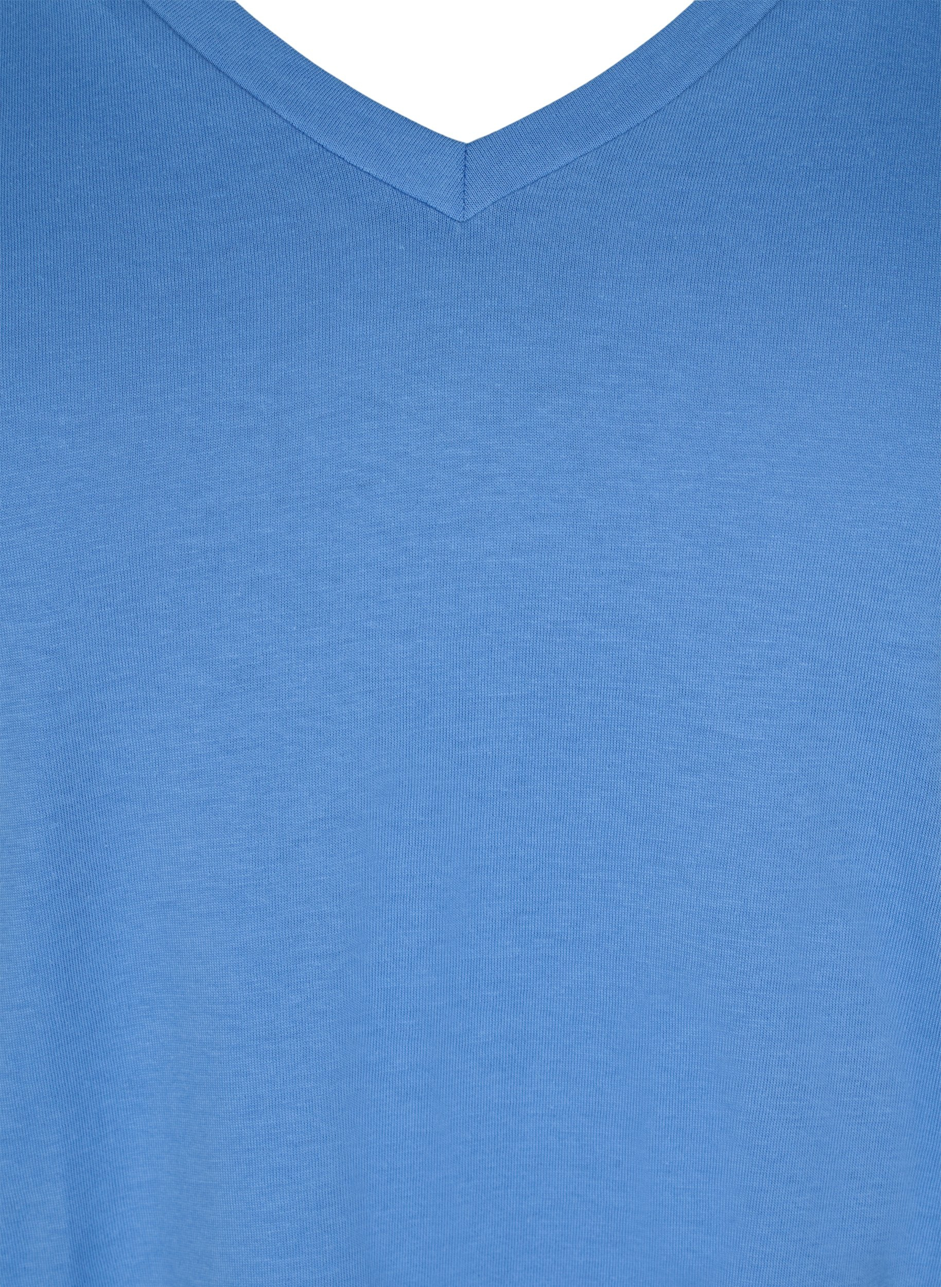 T-skjorte i organisk bomull med V-hals, Ultramarine, Packshot image number 2