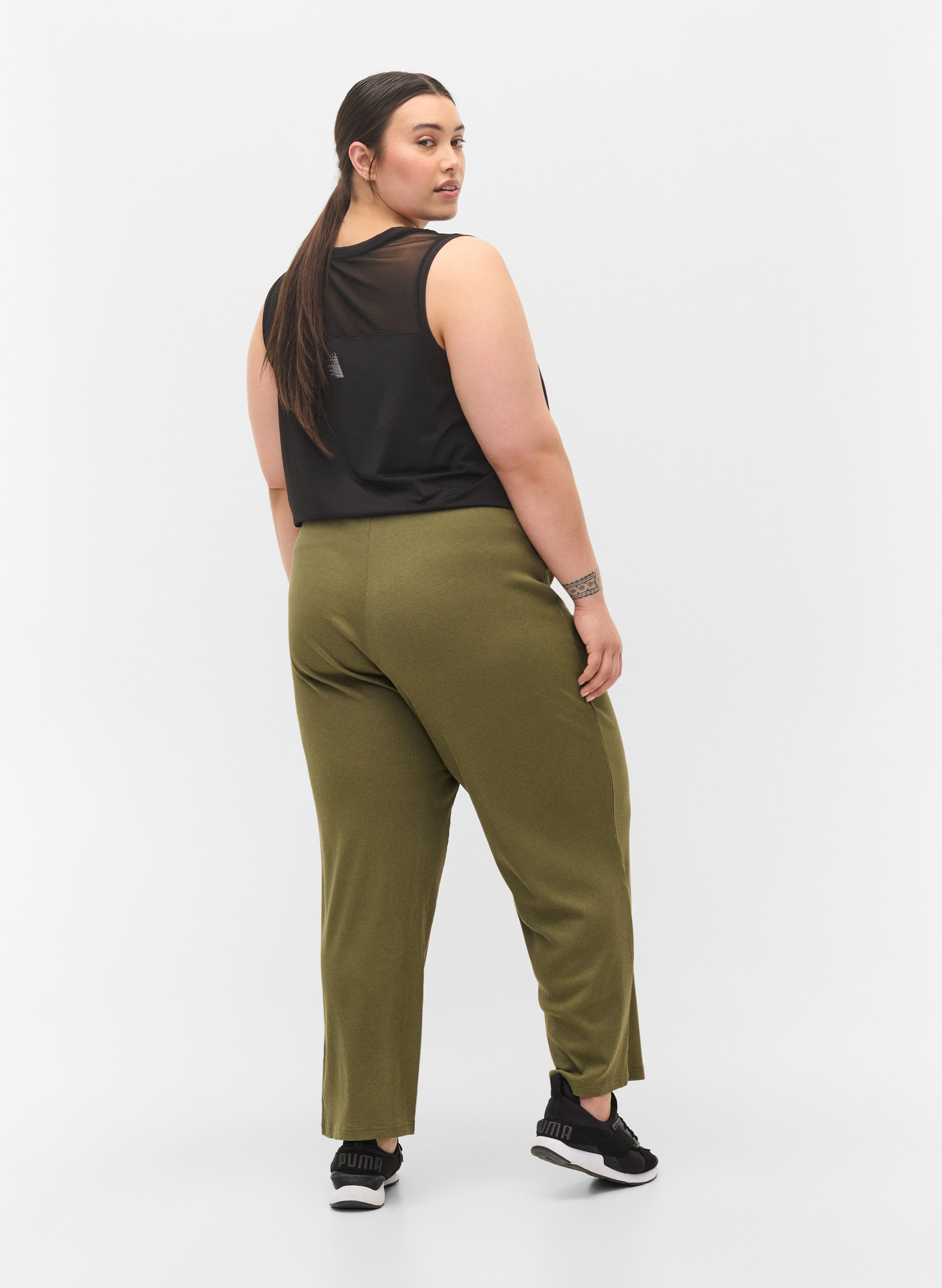Løse bukser i bomullsmiks, Ivy Green, Model image number 1