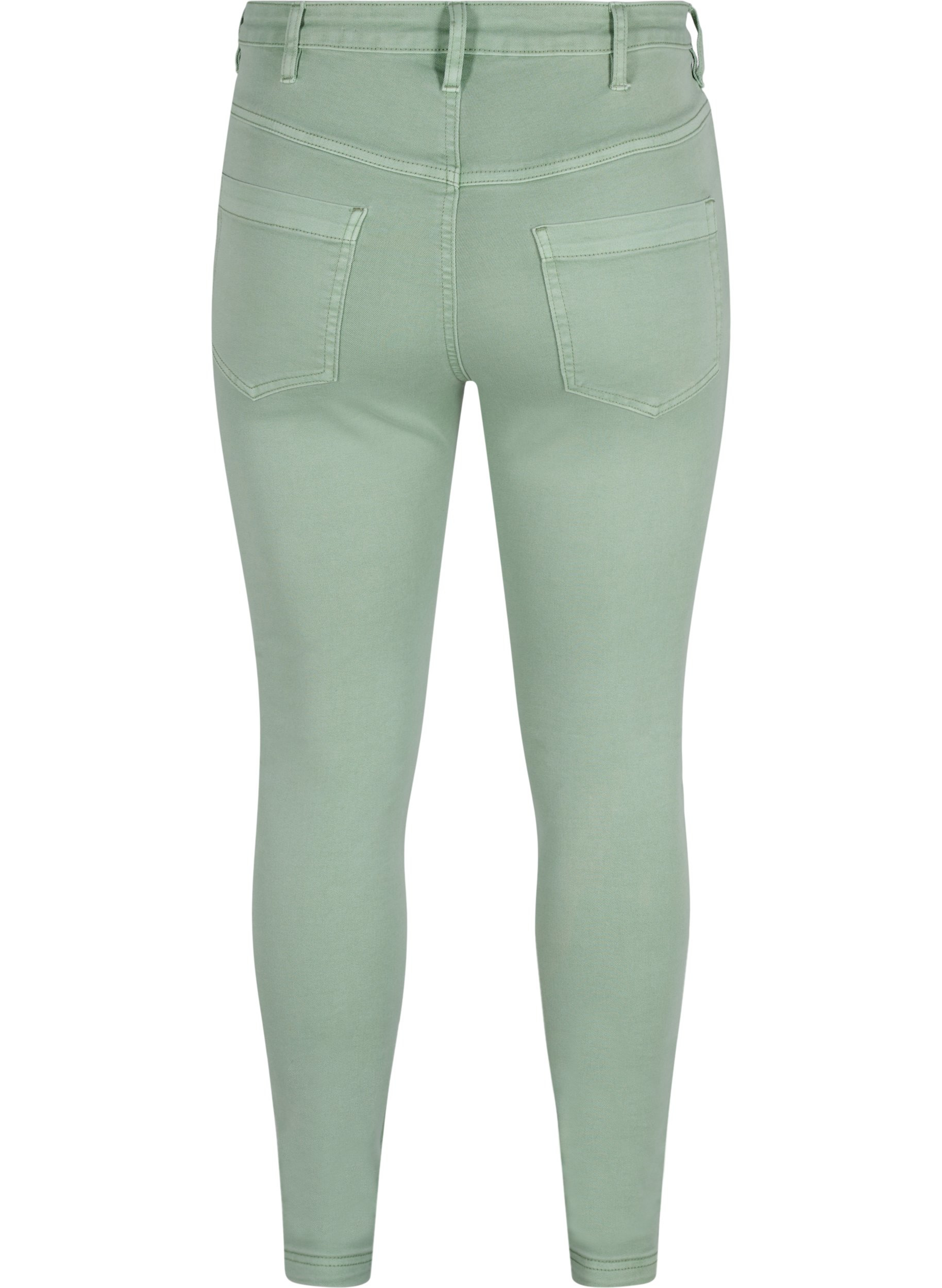 Super slim Amy jeans med høyt liv, Frosty Green, Packshot image number 1