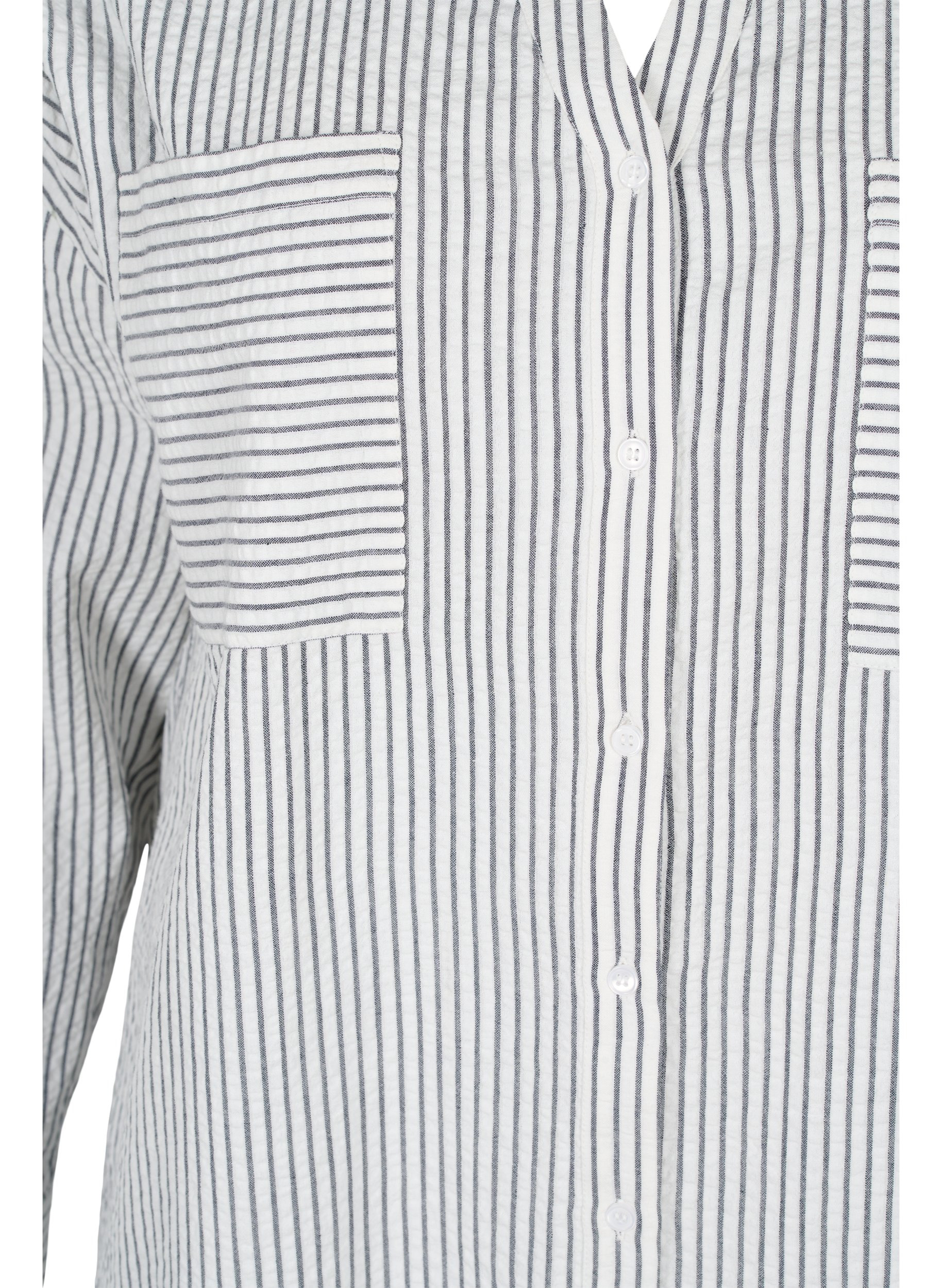 Stripete skjortekjole i bomull, White Stripe, Packshot image number 2