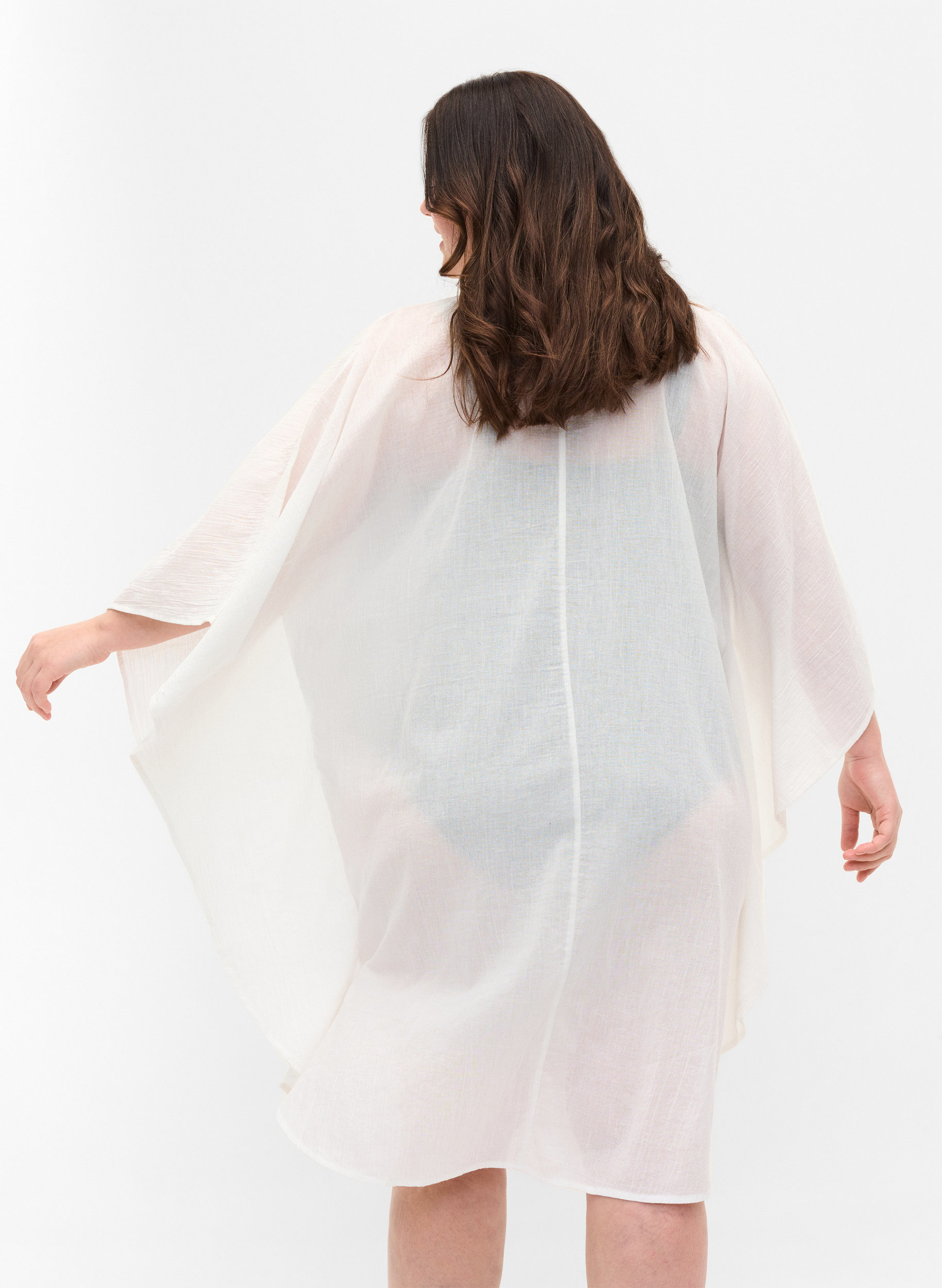 Strandkjole i bomull med knappelukking, Bright White, Model