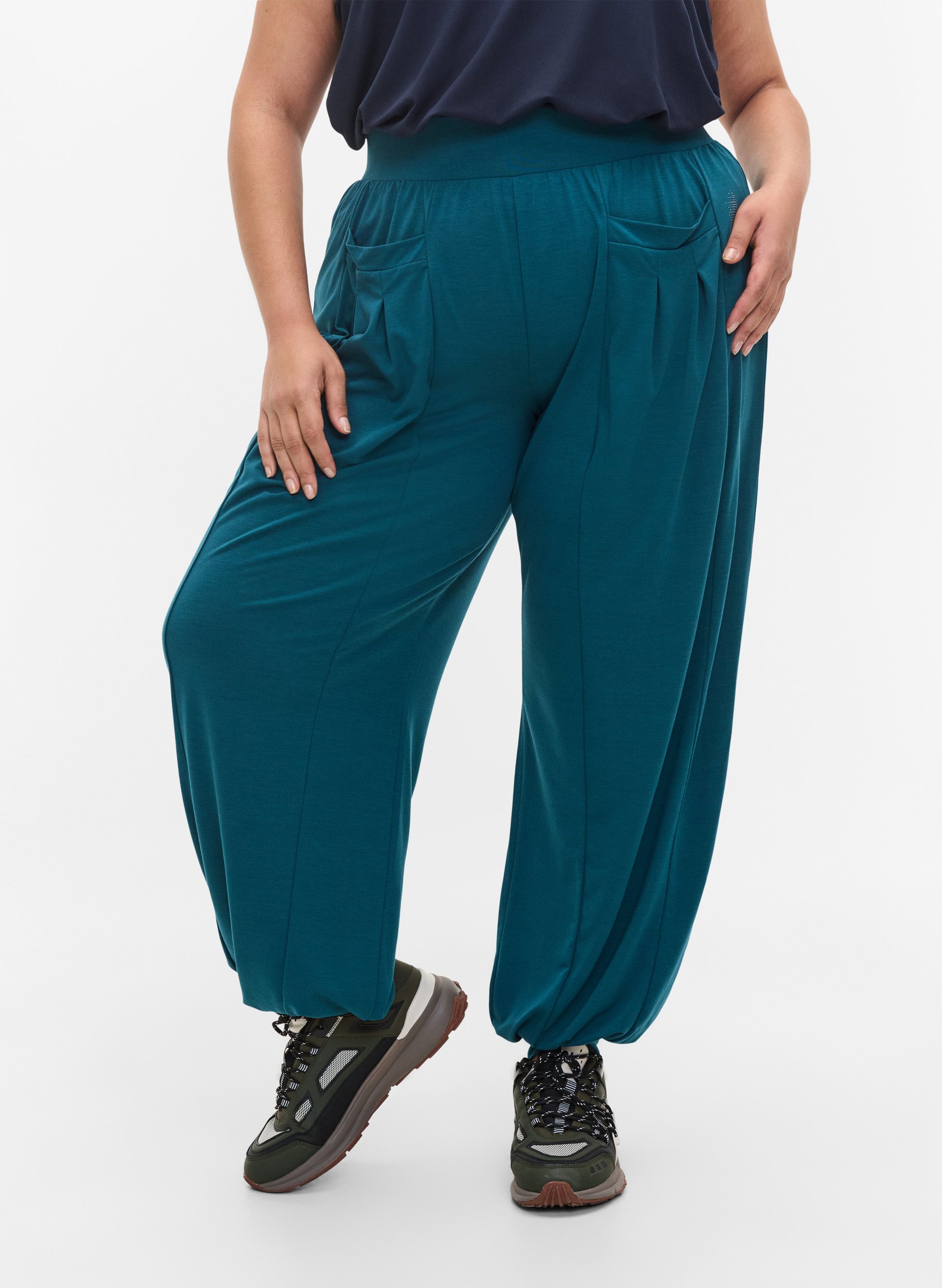 Løse bukser med lommer, Deep Teal Mel., Model image number 2