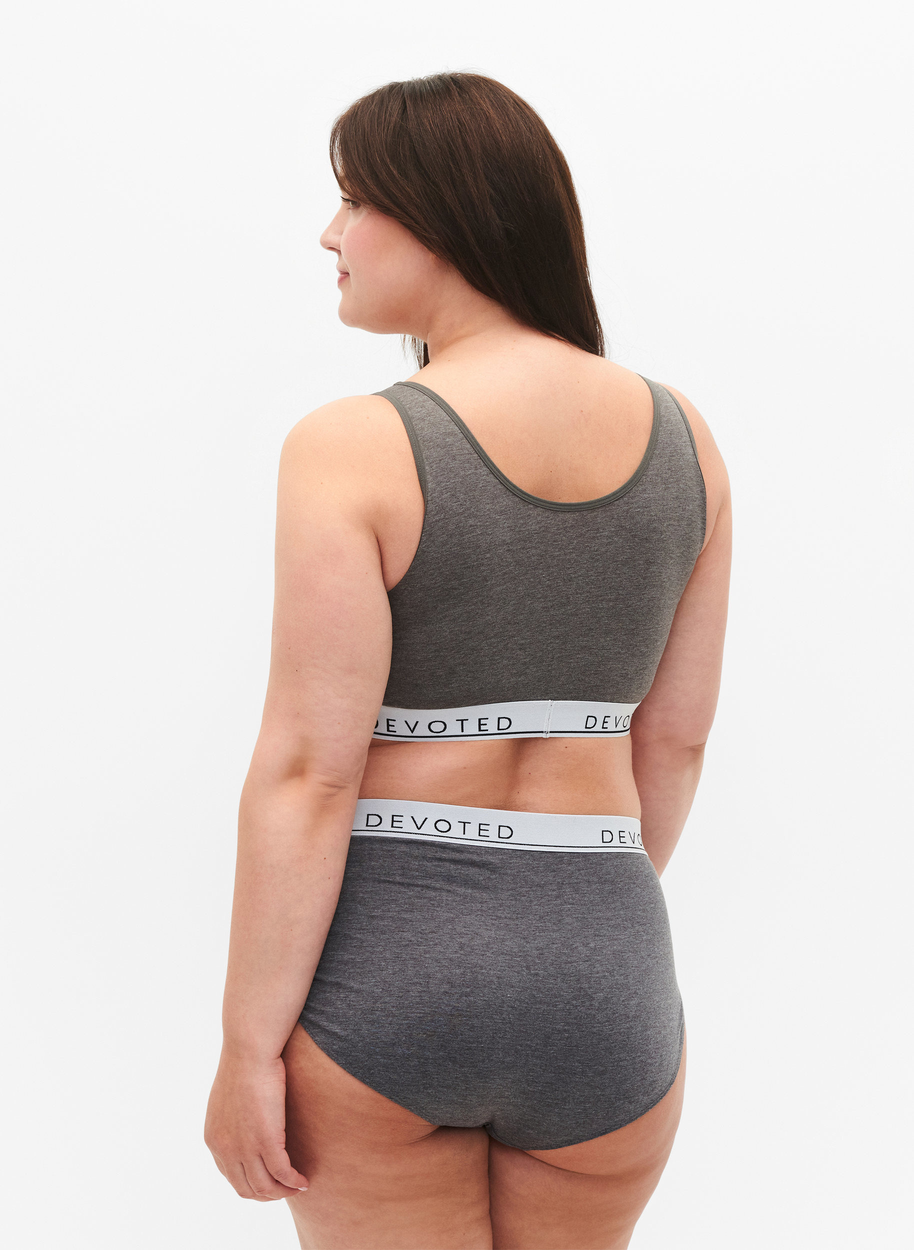 Melert truse med normal høyde i livet, Medium Grey Melange, Model