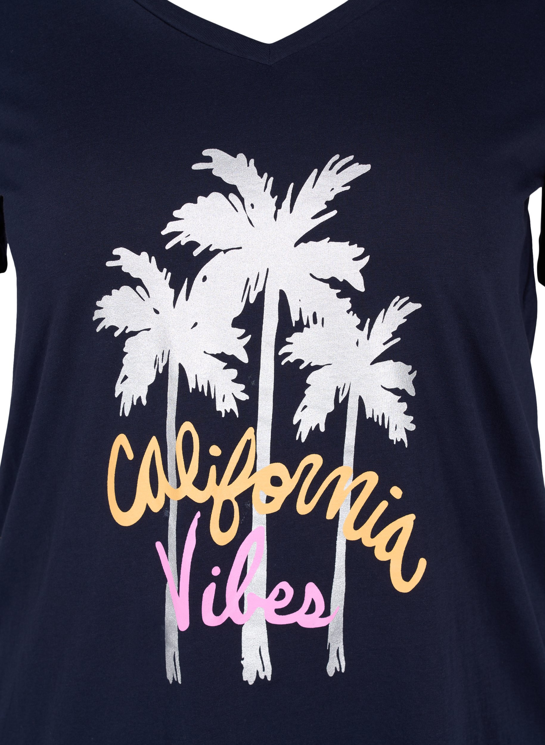 T-skjorte i bomull med V-hals, Night Sky California, Packshot image number 2