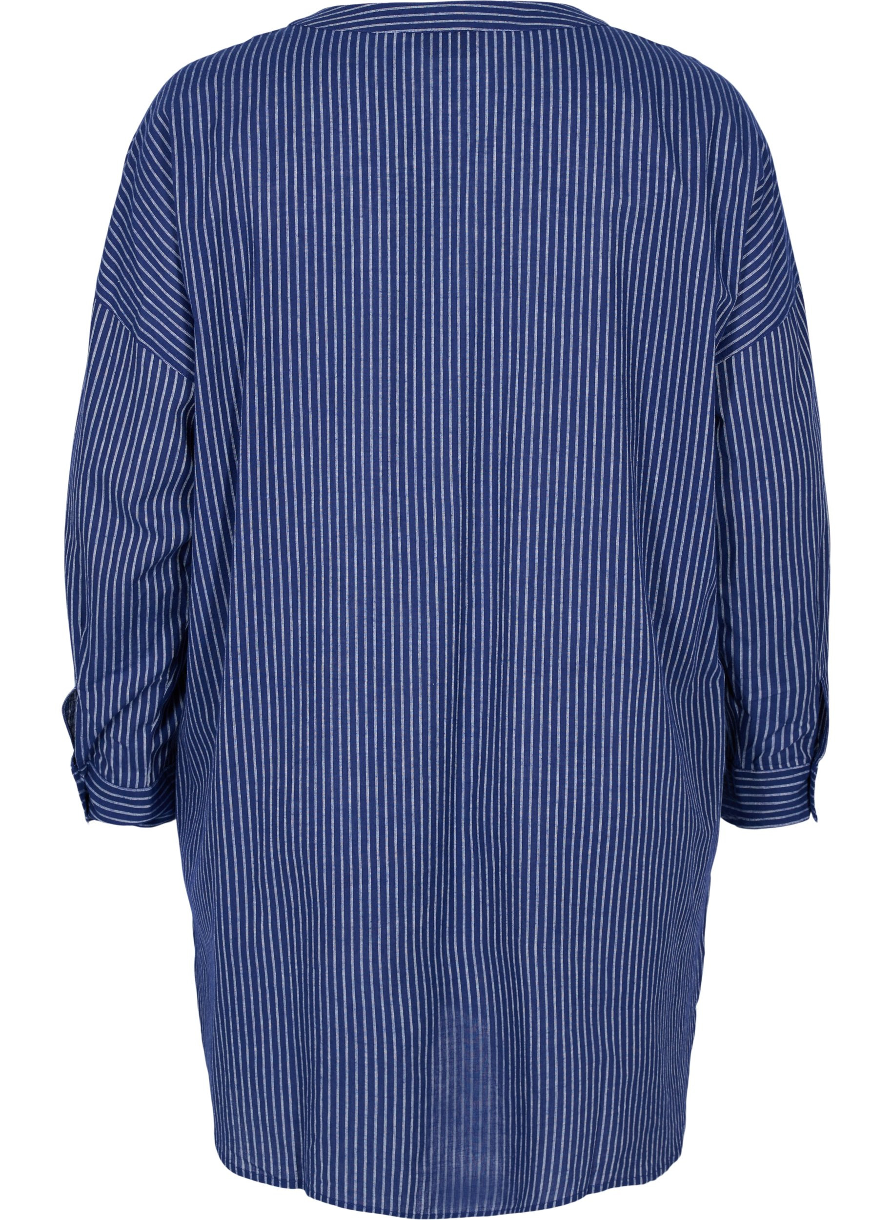 Stripete skjorte i 100% bomull, Ocean Cavern Stripe, Packshot image number 1