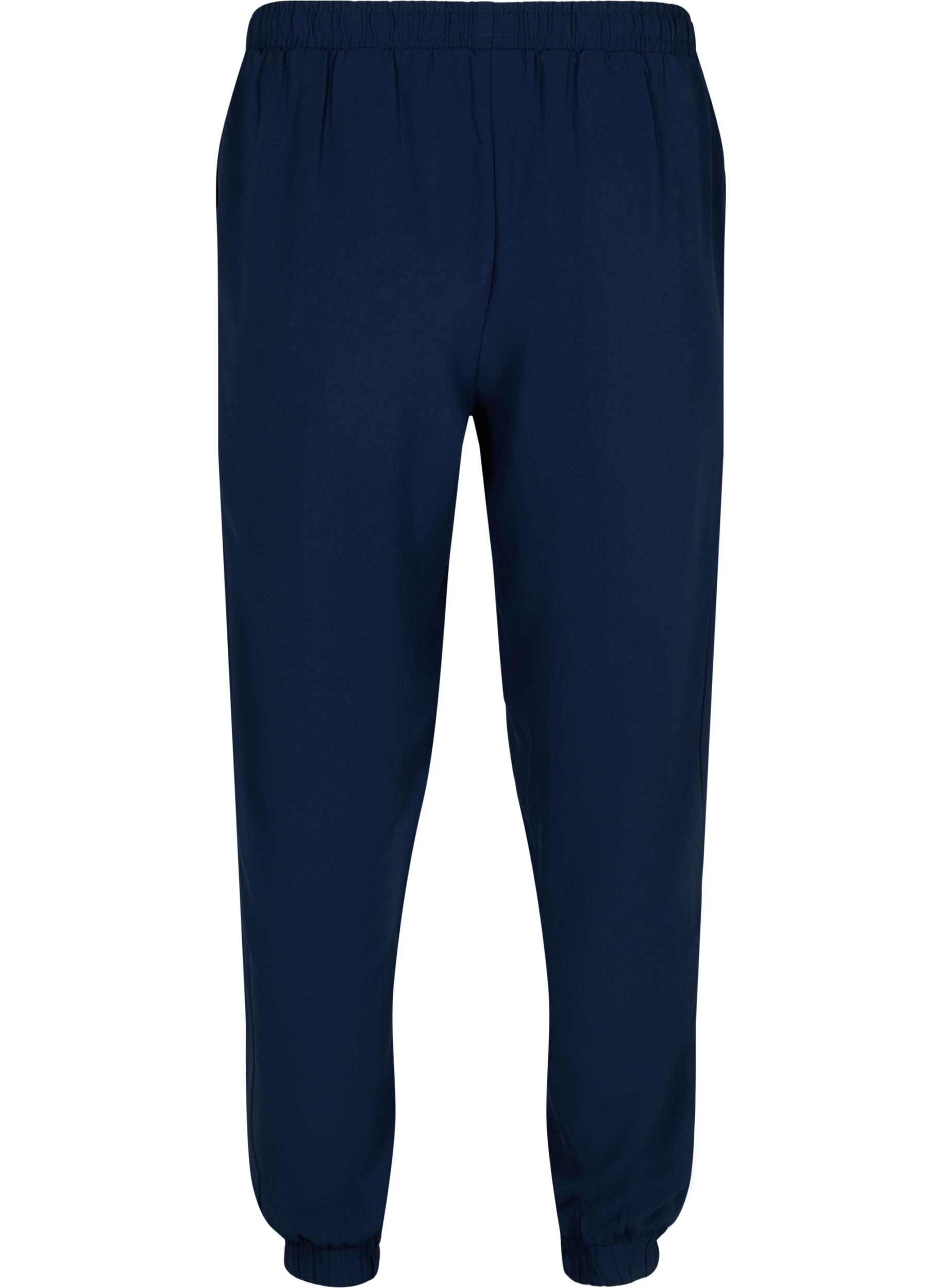 Bukser med lommer og strikkant, Navy Blazer, Packshot image number 1