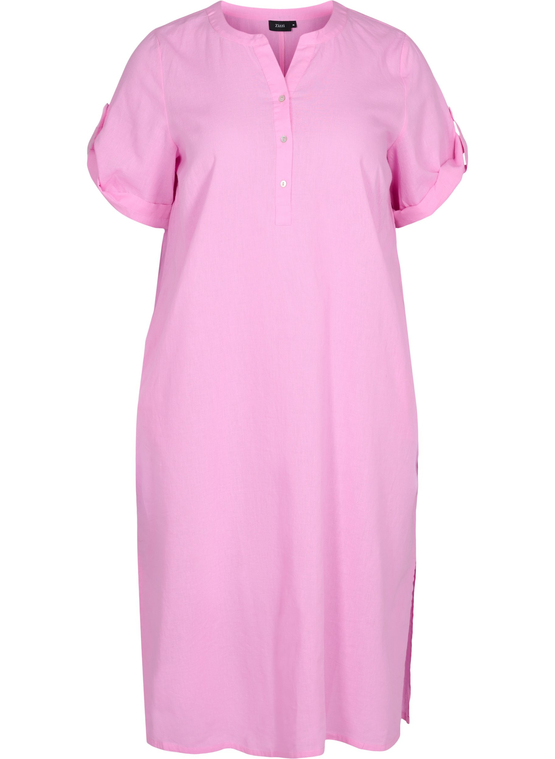 Lang skjortekjole med korte ermer, Begonia Pink, Packshot