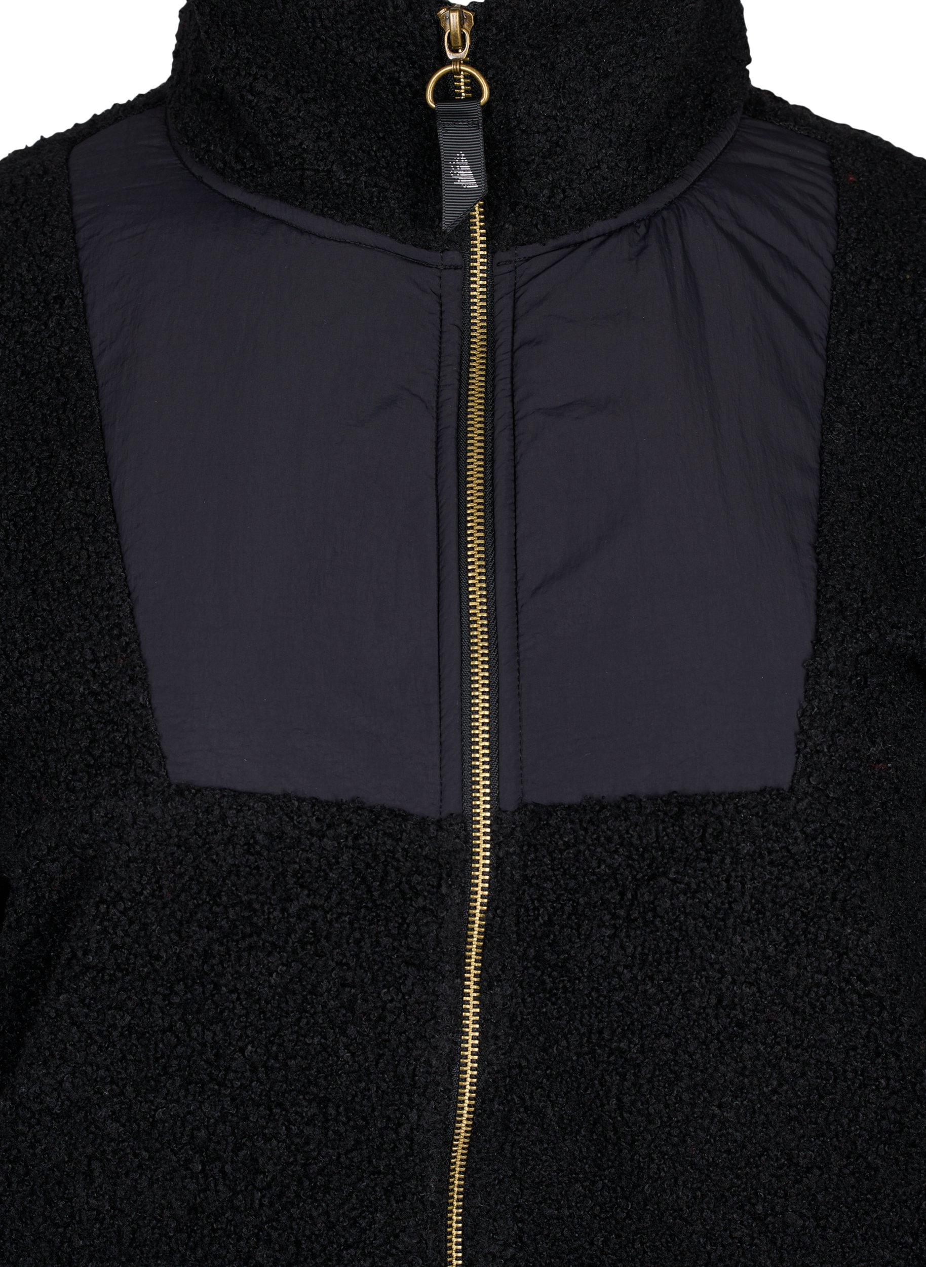 Treningsjakke med glidelås i teddy, Black, Packshot image number 2