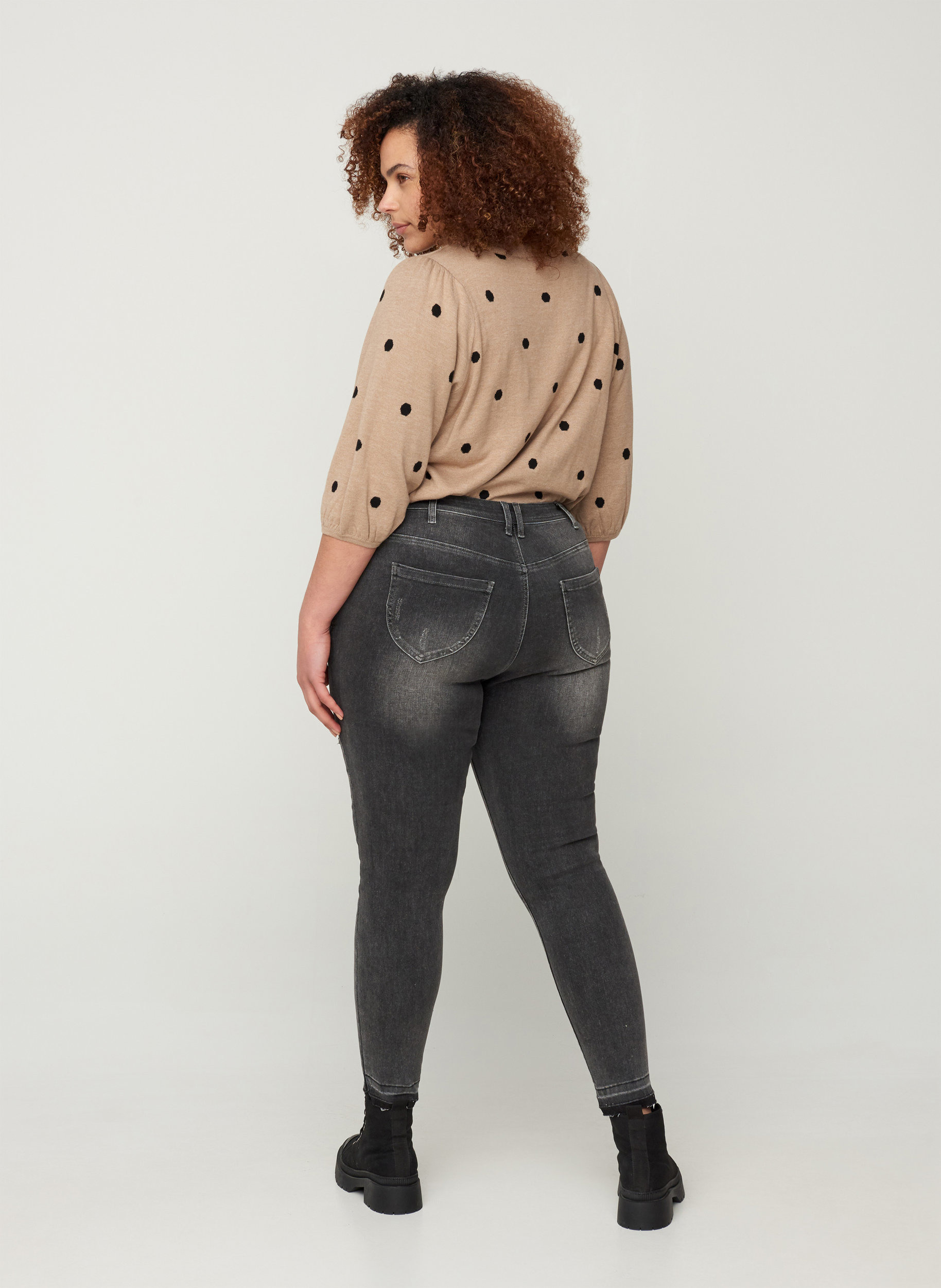 Super slim Amy jeans med splitt, Grey Denim, Model image number 0