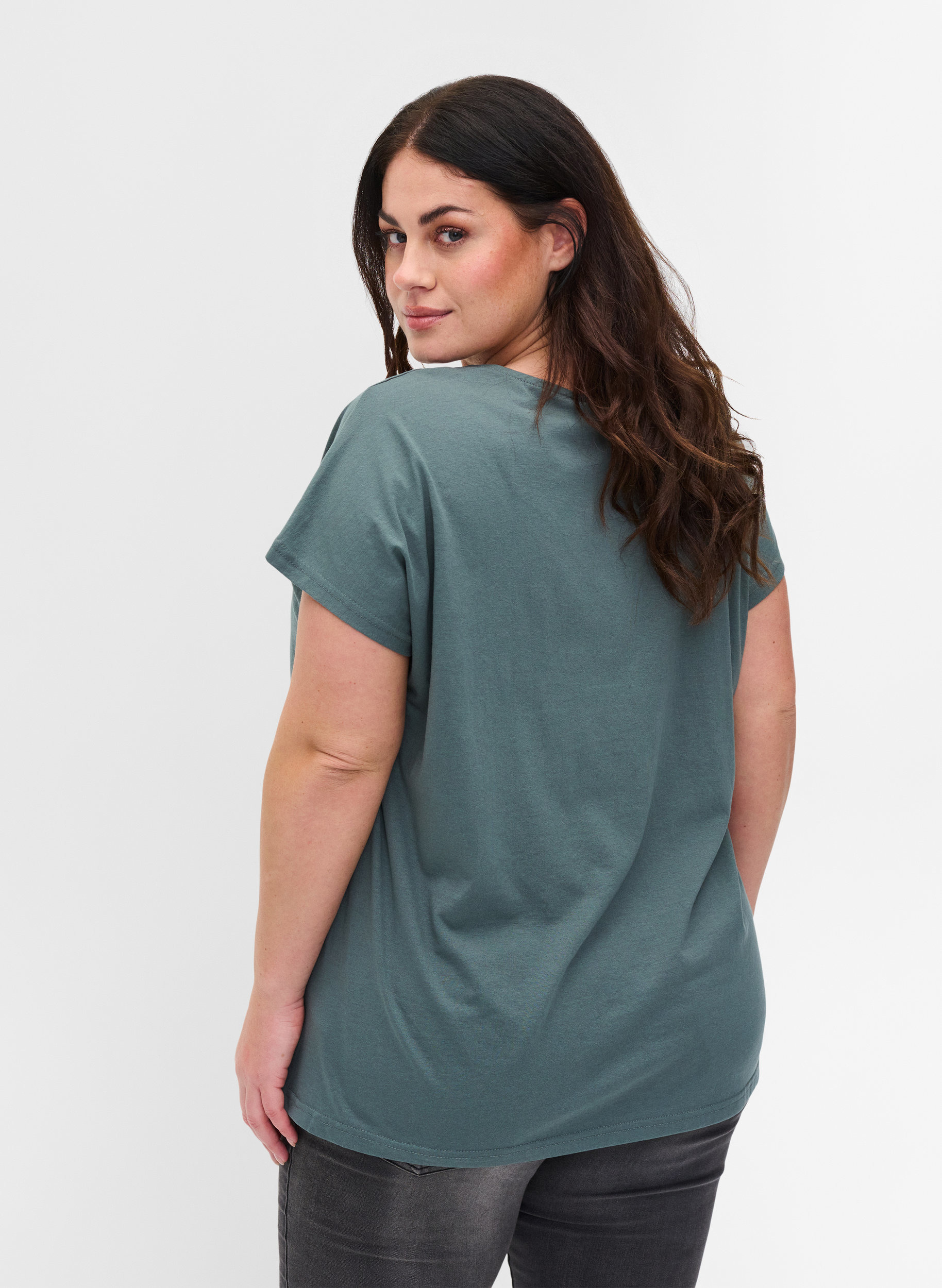 T-skjorte i bomullsmiks, Balsam Green, Model image number 1