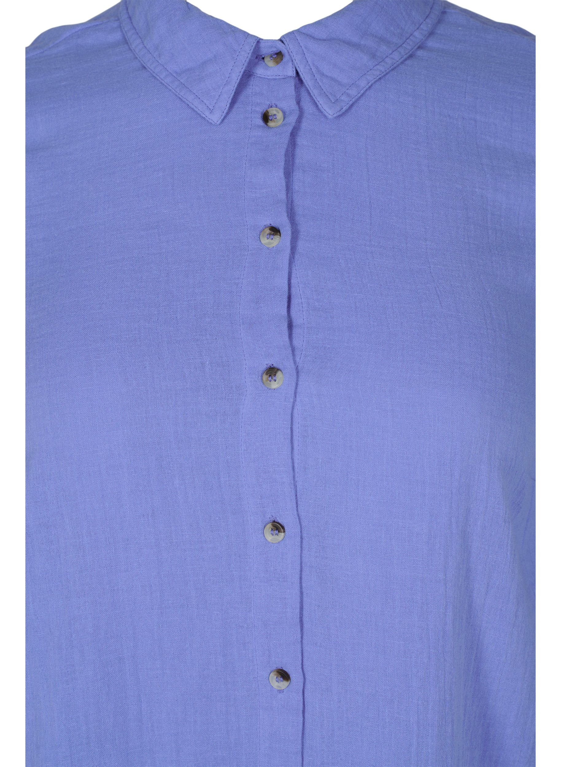 Lang bomullsskjorte med en klassisk krage, Ultramarine, Packshot image number 2