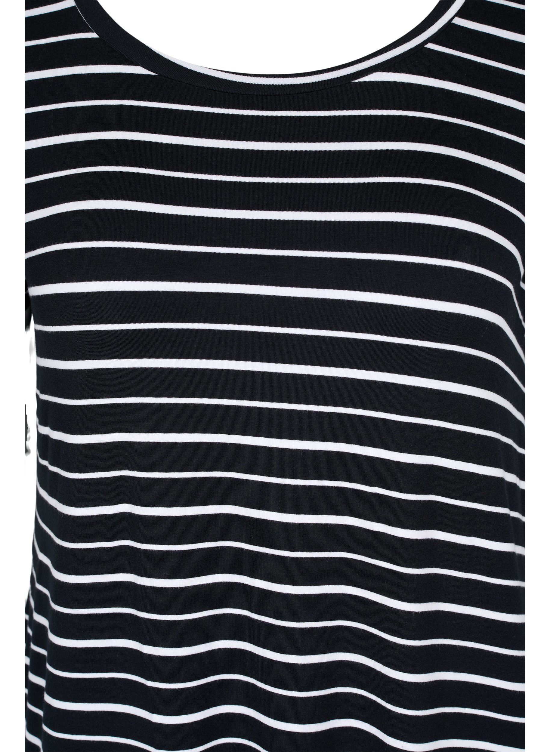 Kjole med korte ermer, Black w. Stripe, Packshot image number 2