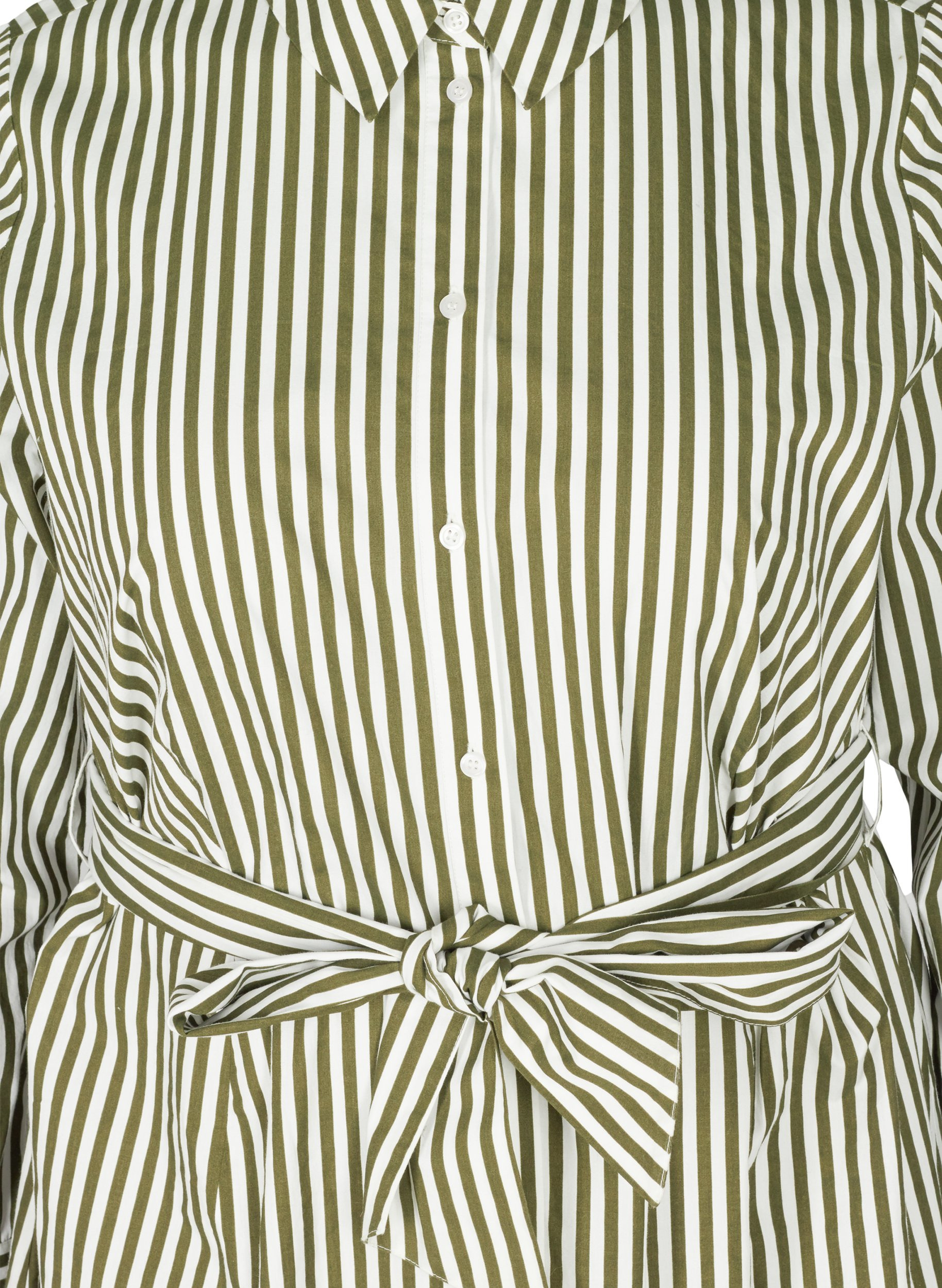 Stripete skjortekjole i bomull, Ivy Green, Packshot image number 2